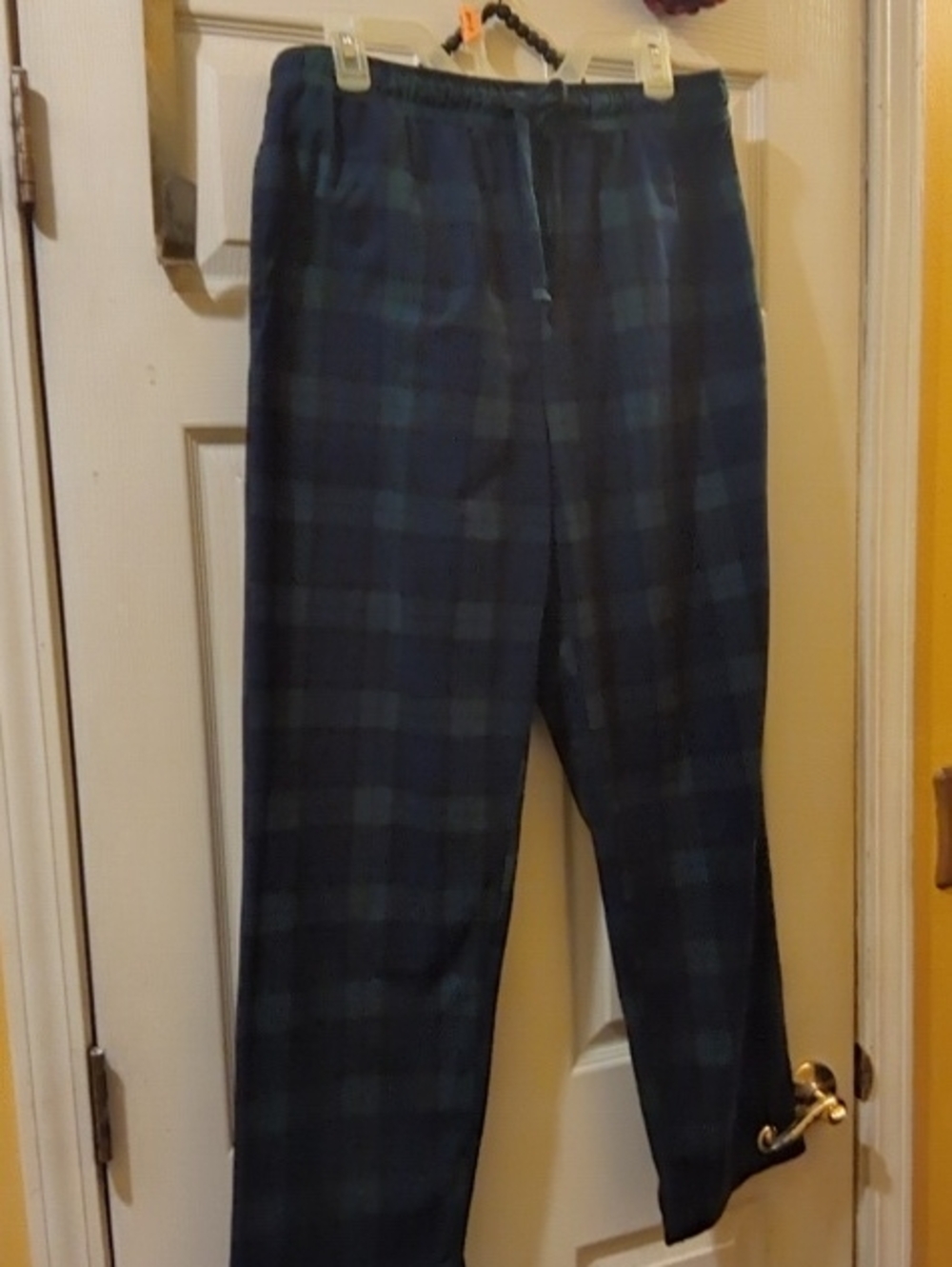 Nautica Navy and Dark Green Plaidflannel Sleepwear Pants For Men Size M